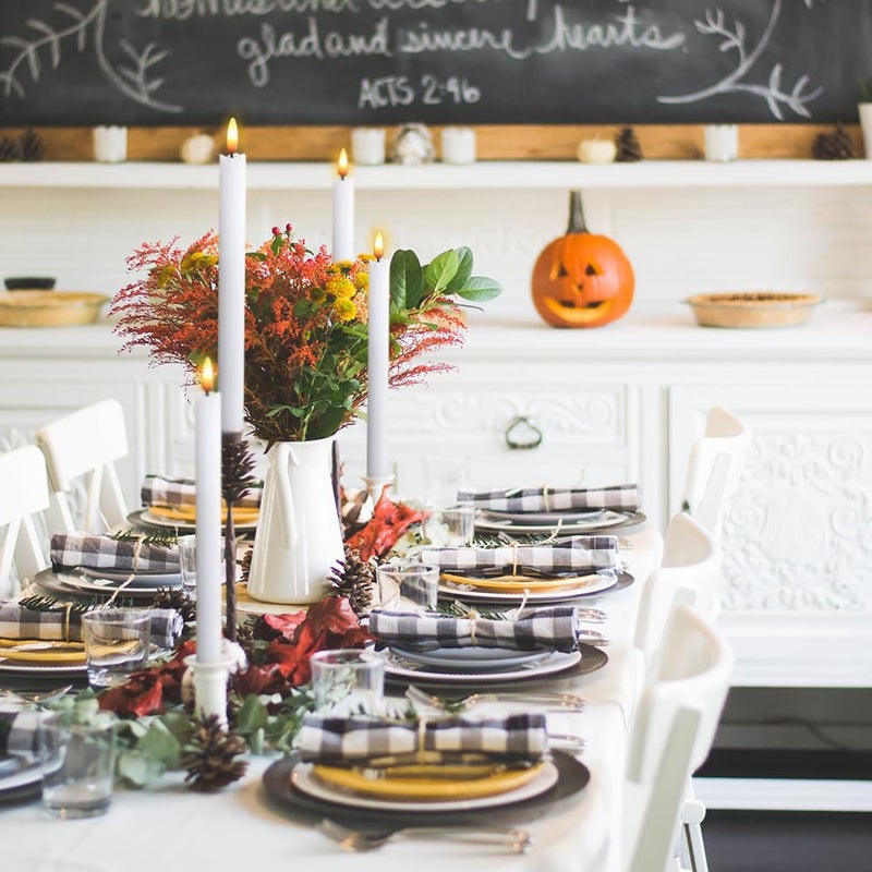 DRomance White Flameless Taper Candles Battery Operated with 6H Timer, Real Wax 3D Wick Flickering LED Taper Candles Dinner Wedding Holiday Decor(6 Pack, 0.78 x 9.64 Inches) - Image 4